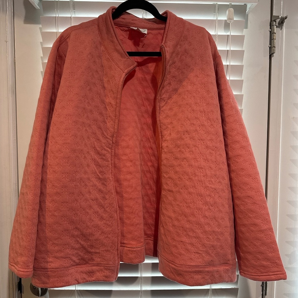 Coldwater Creek Textured Coral Zip-Up Jacket – Size 3X